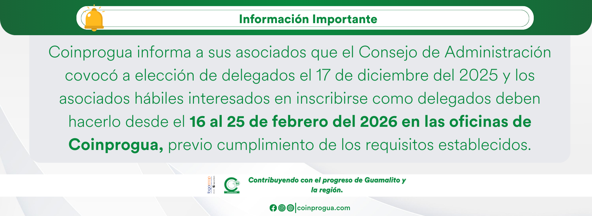 Convocatoria Inscripcion de delegados Banner